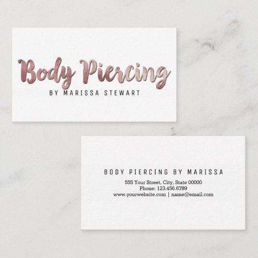 シックなモダンのばら色の金ゴールドブラシストローク体の穿孔 名刺 (正面/裏面)
