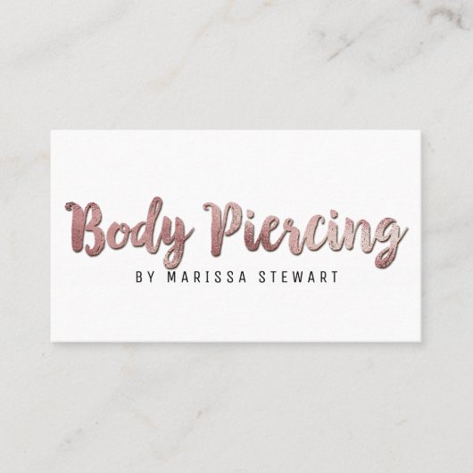 シックなモダンのばら色の金ゴールドブラシストローク体の穿孔 名刺 (正面)