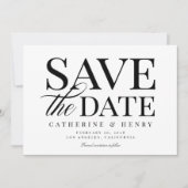 シックなモダンはっきりした白黒ウェディング日付を保存 招待状 (正面)