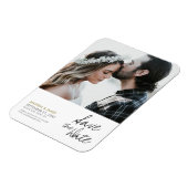 シックなモダンカスタムフォトウェディング日付を保存 マグネット (左側)