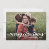 シックなモダンカスタム2写真メリークリスマスファミリー シーズンカード (正面)