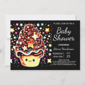 シックなモダンカップケーキマフィン男の子のシャワー 招待状 (正面)