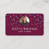 シックなモダンキャンディカラフルドリップスBurgundy写真 名刺 (正面)