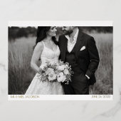 シックなモダンサンキューカードと横向き写真 箔シーズンポストカード (正面)