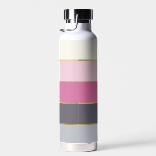 シックなモダンストライプパーソナライズされた ウォーターボトル (右面)