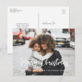 シックなモダンタイポグラフィメリークリスマスフォト ポストカード (正面/裏面)