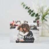 シックなモダンタイポグラフィメリークリスマスフォト ポストカード (スタンド正面)