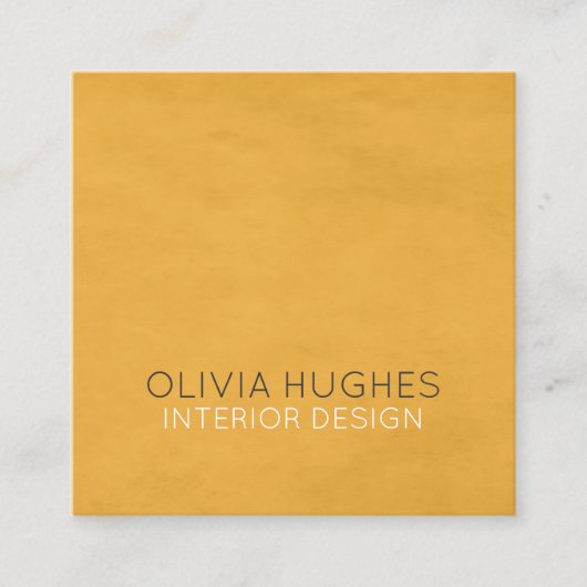 シックなモダンテクスチャーの黄色のインテリアデザイン スクエア名刺 (正面)