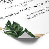 シックなモダントロピ葉カル結婚の歓迎サイン ポスター (角)