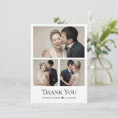 シックなモダンハート結婚の写真コラージュ サンキューカード (スタンド正面)