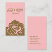 シックなモダンバラゴールデンフラワーピンク 名刺 (正面/裏面)