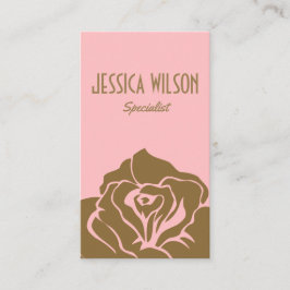 シックなモダンバラゴールデンフラワーピンク 名刺