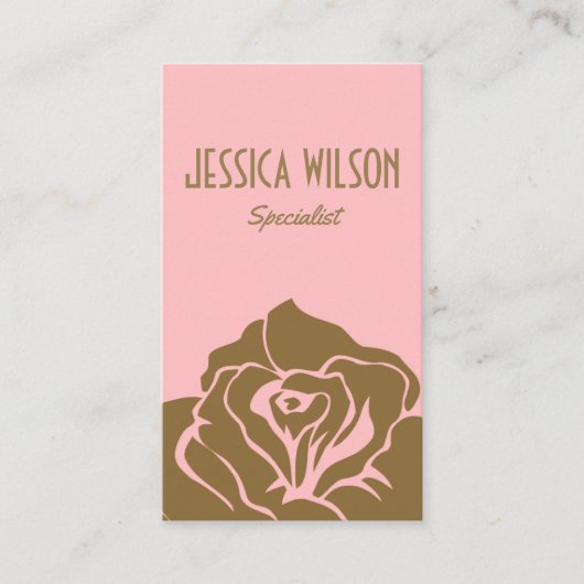 シックなモダンバラゴールデンフラワーピンク 名刺 (正面)