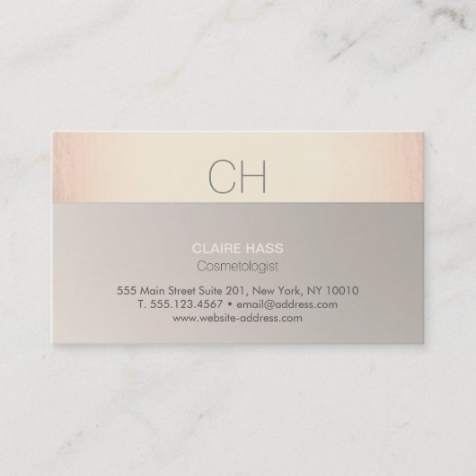 シックなモダンバラ金ゴールドとタウペモノグラム 名刺 (正面)