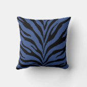 シックなモダンブルーとブラックのゼブラがピローをプリント クッション (裏面)
