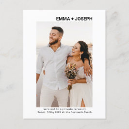 シックなモダンミニマルたった今結婚しました写真結婚のSav 案内ポストカード