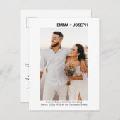 シックなモダンミニマルたった今結婚しました写真結婚のSav 案内ポストカード (正面/裏面)