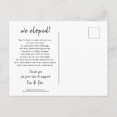 シックなモダンミニマルたった今結婚しました写真結婚のSav 案内ポストカード (裏面)