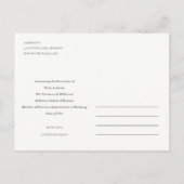 シックなモダンミニマルはっきりしたカスタム写真卒業 案内ポストカード (裏面)