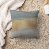 シックなモダンライトグレー金ゴールド抽象芸術ブラシストローク クッション (ブランケット)