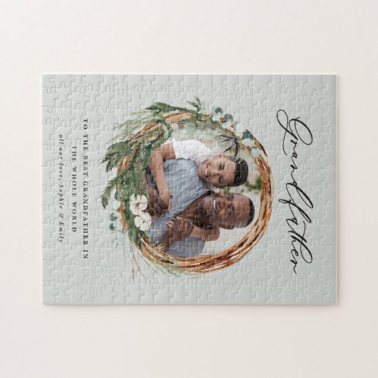 シックなモダンリーフエレガントリース写真の祖父 ジグソーパズル (横)