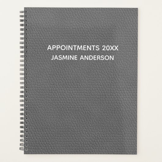 シックなモダンレザーグレー2026週刊月刊 プランナー手帳 (正面)