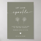 シックなモダンレッツラブスパークルのサインの結婚サイン ポスター (正面)