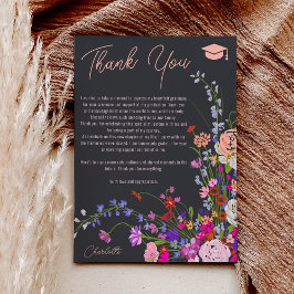 シックなモダンワイルドフラワースクリプト サンキューカード