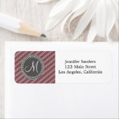 シックなモダンワインストライプとモノグラム ラベル (インサイチュ)