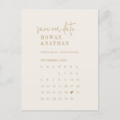 シックなモダンヴィンテージ金ゴールドカレンダー日付の保存 インビテーションポストカード (正面)