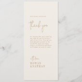 シックなモダンヴィンテージ金ゴールドサンキューテーブルカード メニュー (正面)