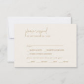 シックなモダンヴィンテージ金ゴールドメニュー選択RSVPカード 出欠カード (正面)