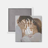 シックなモダン写真のウェディングの日付を保存 マグネット (正面/裏面)