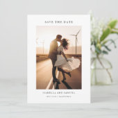 シックなモダン写真素朴ウェディングの日付を保存 招待状 (スタンド正面)