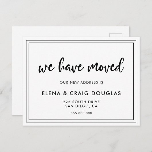 シックなモダン動きのお知らせはがき 案内ポストカード (正面/裏面)