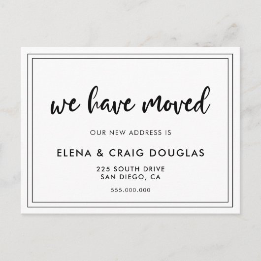 シックなモダン動きのお知らせはがき 案内ポストカード (正面)