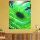 "シックなモダン抽象芸術鮮やかな緑のフローラ キャンバスプリント (インサイチュ (リビング))
