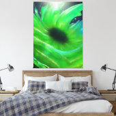 "シックなモダン抽象芸術鮮やかな緑のフローラ キャンバスプリント (インサイチュ (寝室))