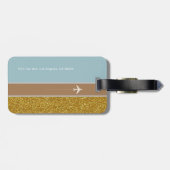 シックなモダン旅行金ゴールド/青 ラゲッジタグ (裏面横)