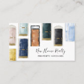 シックなモダン水カラフル色のフロントドアパターン 名刺 (正面)