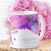 シックなモダン水色金ゴールドピンク紫(ばちゃばちゃ)跳ねる コーヒーマグカップ