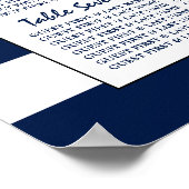 シックなモダン海軍とホワイトの結婚シーティングチャート ポスター (角)