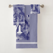 シックなモダン海軍と埃っぽいブルーマーブルモノグラム