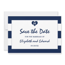 シックなモダン海軍と白い結婚式の日付を保存