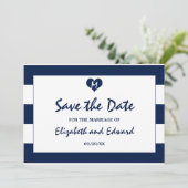 シックなモダン海軍と白い結婚式の日付を保存 セーブザデート (スタンド正面)