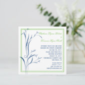 シックなモダン海軍と緑の渦巻き 招待状 (スタンド正面)