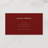 シックなモダン濃い赤い黄金色の花 名刺 (裏面)