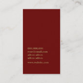 シックなモダン濃い赤い黄金色の花 名刺 (裏面)