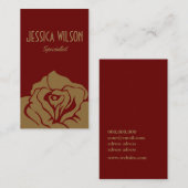 シックなモダン濃い赤い黄金色の花 名刺 (正面/裏面)