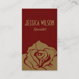 シックなモダン濃い赤い黄金色の花 名刺